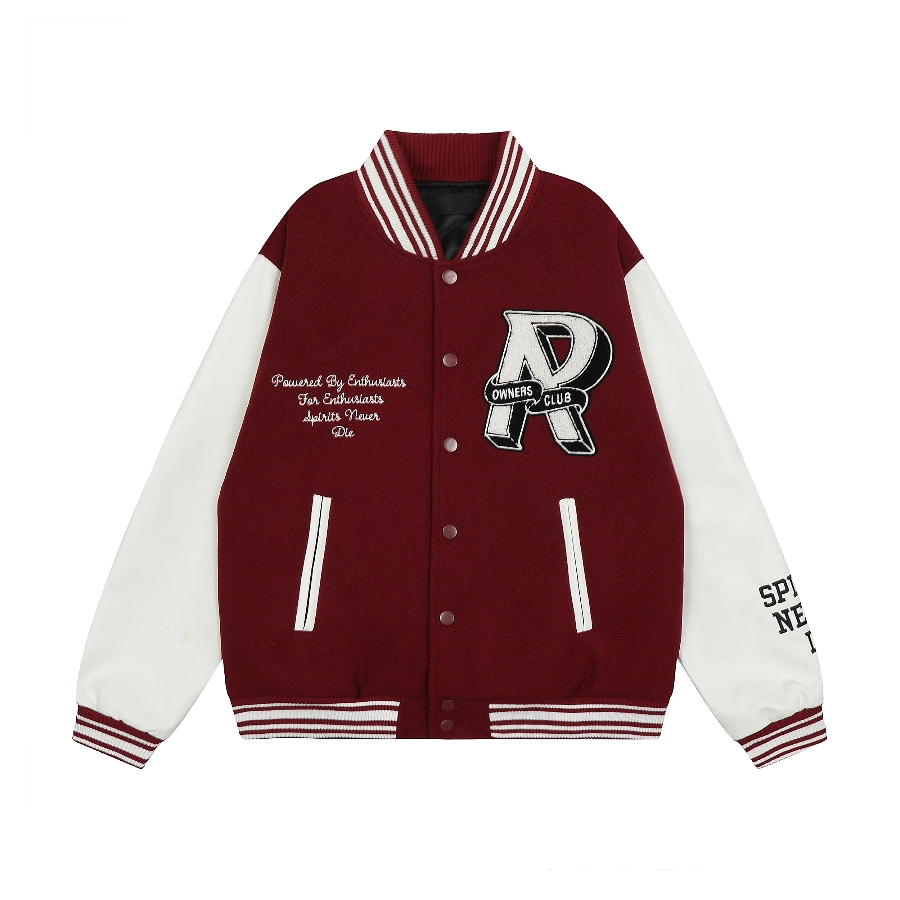 Kurtka męska High Street Baseball Jacket Street Lose preppy alfabet nadruk pasiastka kurtka lotnicza skórzana płaszcz rękawowy