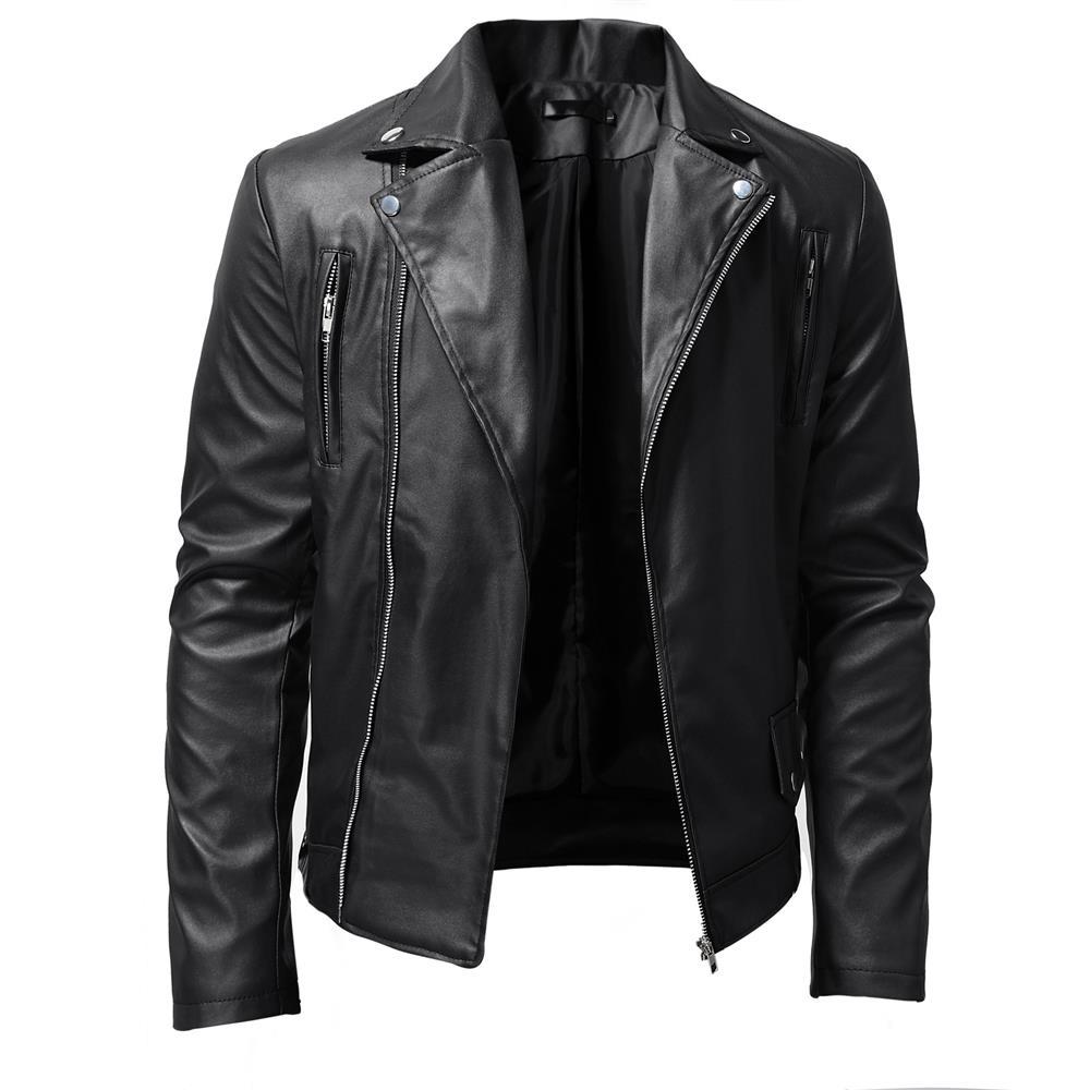 Men's Outerwear Coats Leather Autumn new European and American men's PU leather jacket for men's standing collar punk motorcycle