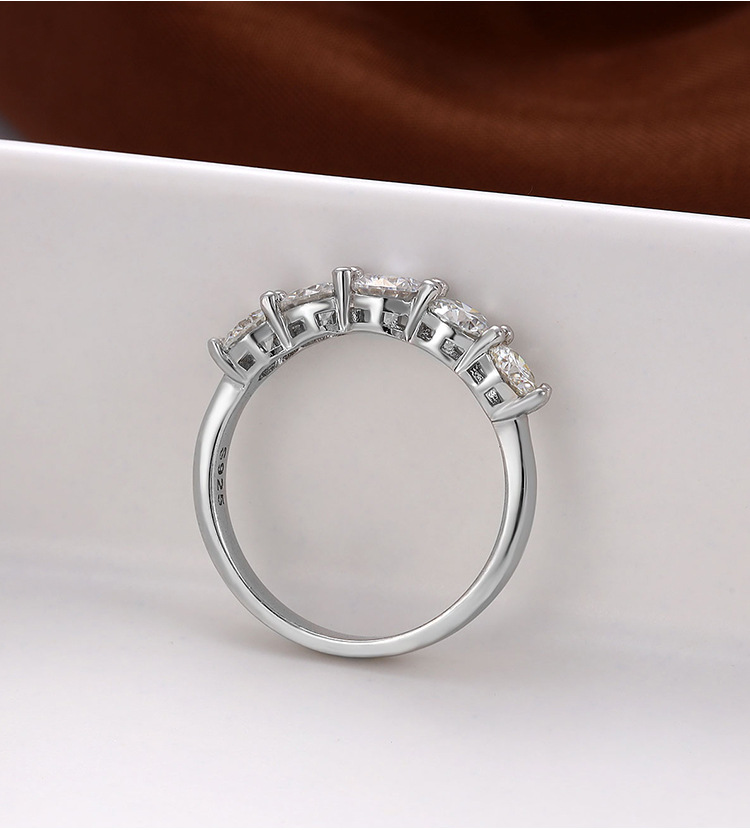 Echt 5 mm Moissanit Diamond Ring 100% Real 925 Sterling Silber Party Ehering -Ringe für Frauen Männer Verlobungsschmuck