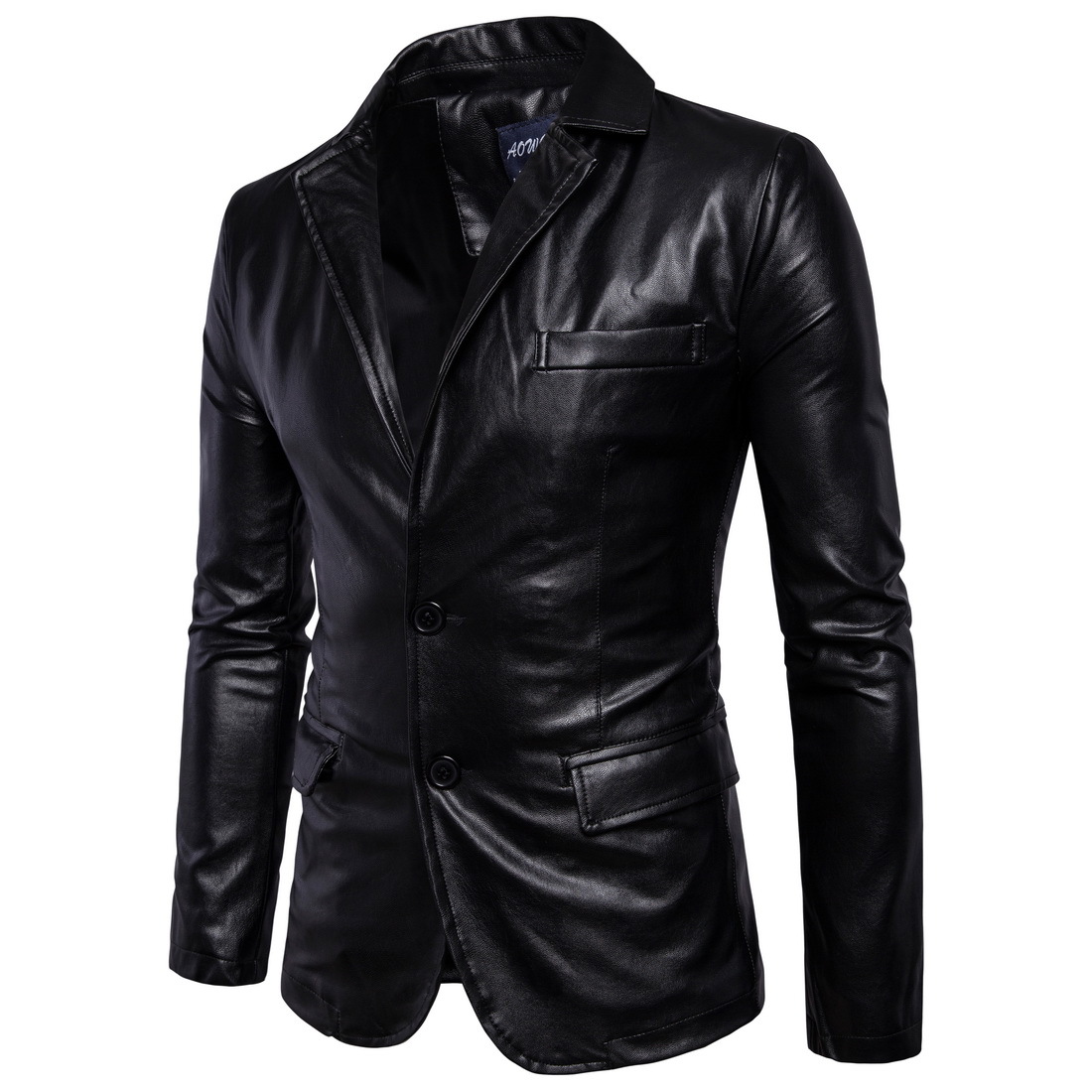 Men's Outerwear Coats Leather Leather Autumn New Men's Flip Collar Slim Fit Leather Coat Large Men's Leather Suit European and American Style PU Leather Coat