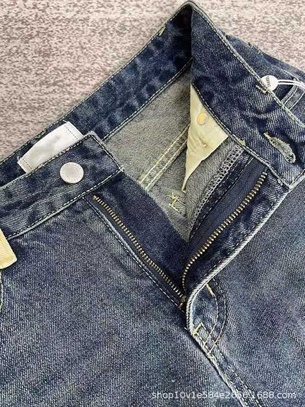 Kvinnors jeansdesigner 2023 Autumn Korean Fashion High midja raka ben Jeans Kvinnors mångsidiga casual breda benbyxor gpyo