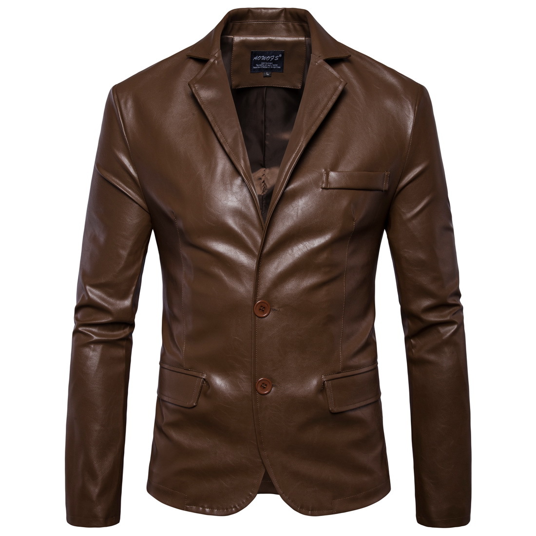 Men's Outerwear Coats Leather Leather Autumn New Men's Flip Collar Slim Fit Leather Coat Large Men's Leather Suit European and American Style PU Leather Coat