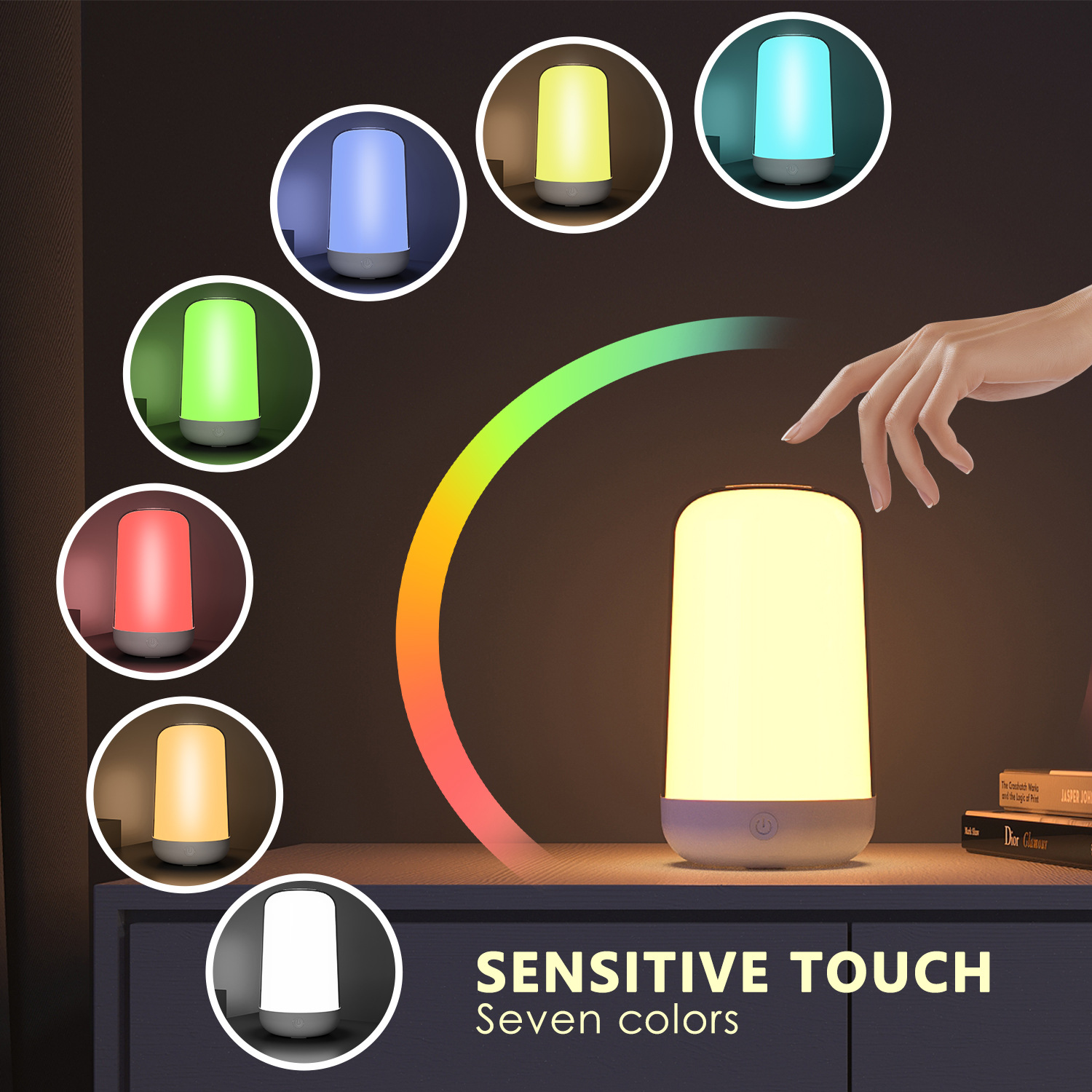 Smart Bluetooth Dimming tavolozza dei colori Ricarica USB Musica Batteria da 3600 mA APP Supporto luce notturna da comodino con atmosfera tattile