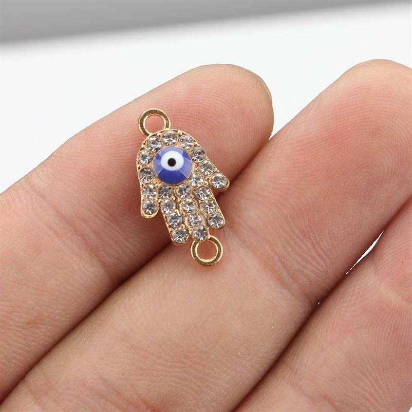 Charm Crystal Evil Eyes Fatima Hand Round Cross Charms For Women Men Alloy Gold DIY Handmade Fashion Jewelry Findings236R