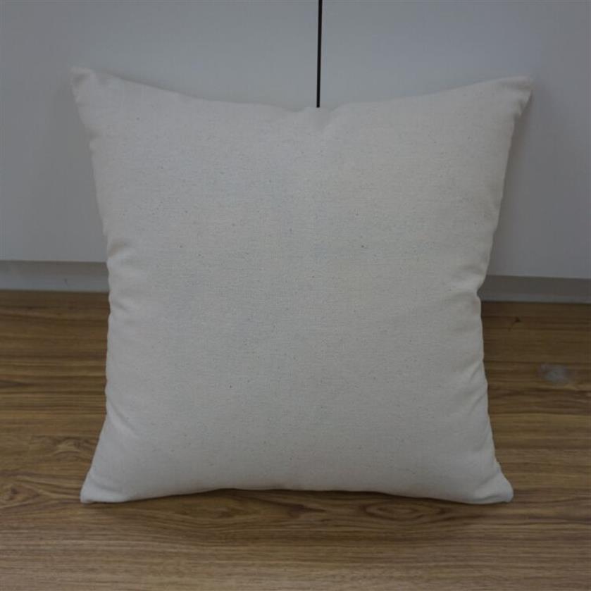 16x16 tum Vanlig 12 oz Natural Canvas Pillow Case Blanks 100% Pure Cotton Grey Tyg Plain Cushion Cover för DIY Print2850