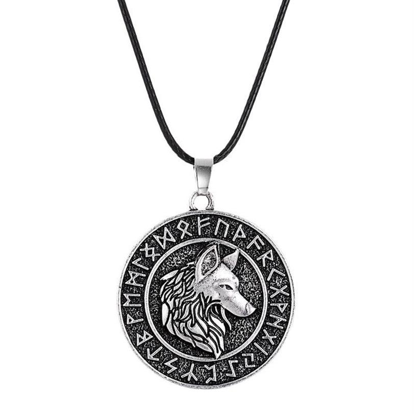 Pendentif Colliers Vintage Nordic Viking Pirate Collier rond pour hommes Odin Mount Celtic Wolf Punk Accessoires masculinsPendant221l