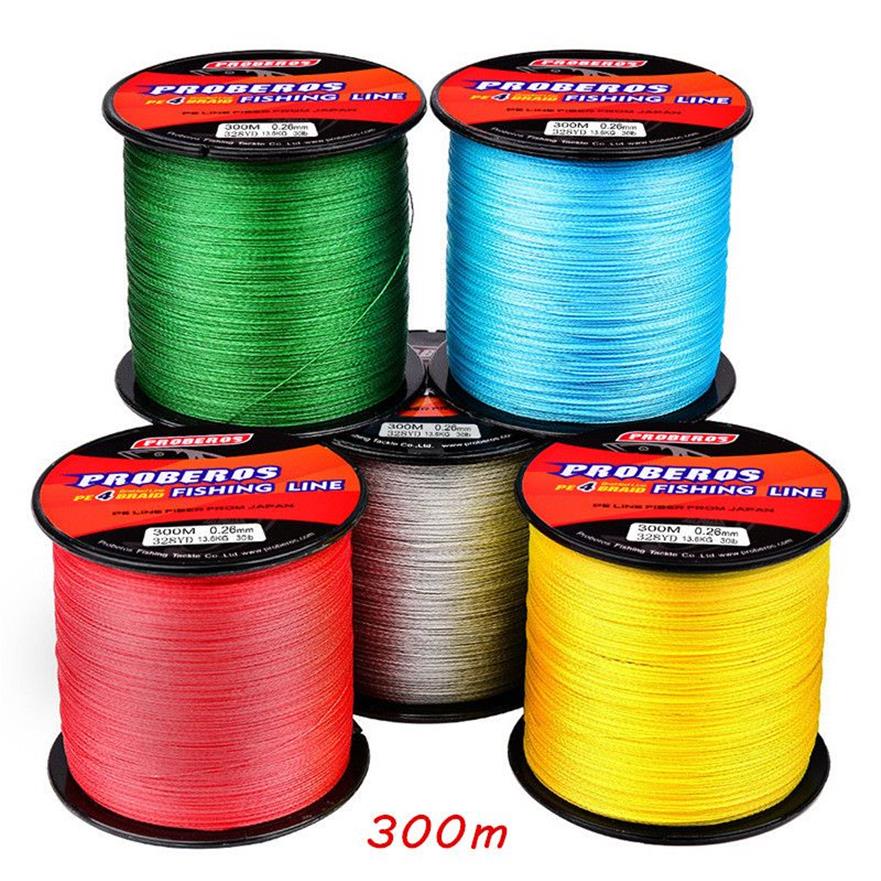 6LB-100LB PE 4 Braid Line Geflochtene Drahtschnüre Angelausrüstung 5 Farben zufällig 300 Meter FL-12500