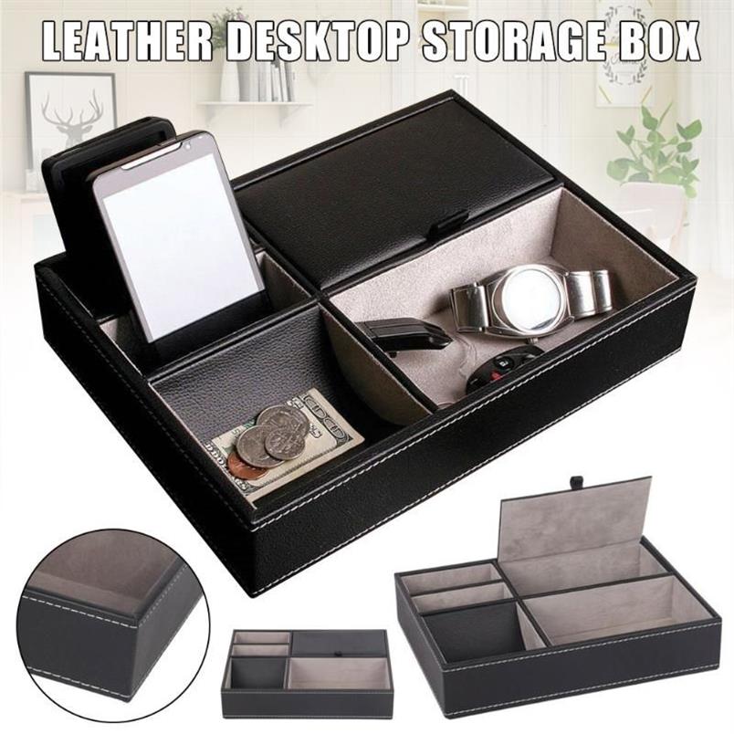 Schmuckbeutel Taschen PU-Lederuhr Schutzbox Fall Ring Display Ablage Desktop Halter Organizer für Frauen Männer J55295t