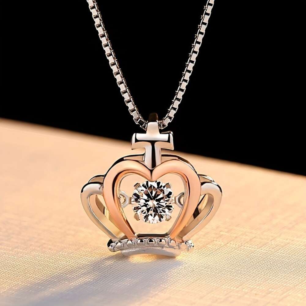 Collana con ciondolo alla moda con corona di zirconi con scatola, regalo di laurea feste di compleanno, accessori decorativi la figlia