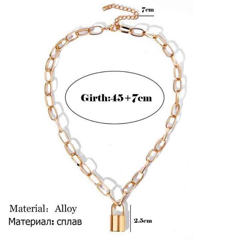 Łańcuch punkowy Złoty srebrny kolor z naszyjnikiem zamka dla kobiet mężczyzn Padlock Wisiant Naszyjnik Gothic Fashion Biżuteria G1213297H