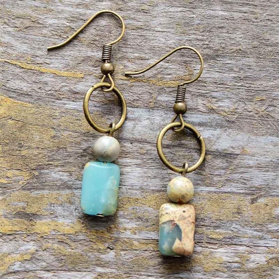 Dangle Chandelier Lomens Earrings Vintage Natural Stone Boho Designer Bohemian European Ethnic Jewelry Dropdangle219t