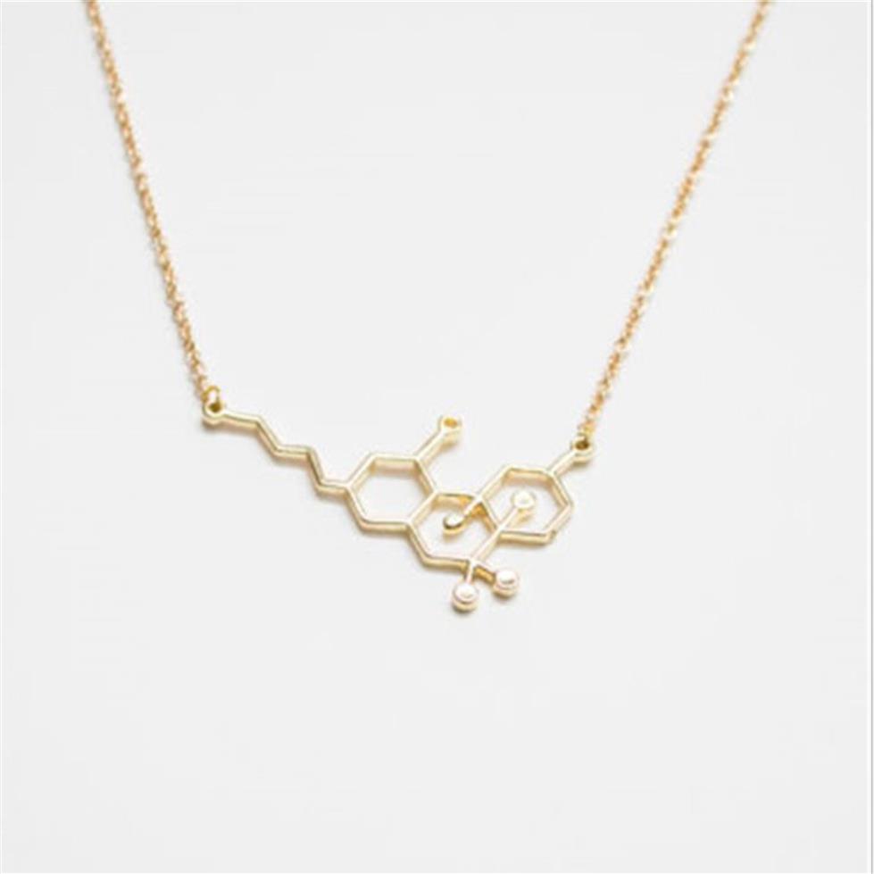 Pendant 10st Gold Sier Simple Molecule Molecular Structure Hormon Element Necklace Science DNA Dopamine Halsband Jhey9 Vxbzf289j