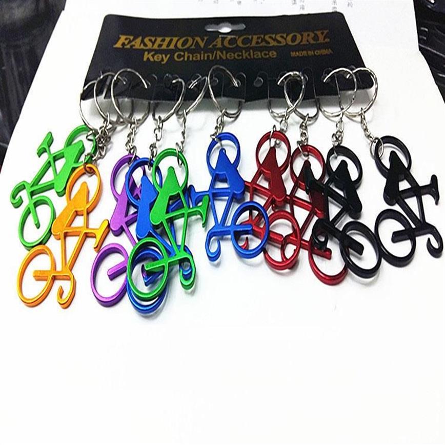 Gemengde Kleuren Fietssleutelhangers Fietssleutelhangers Fles Wijn Bier Opener Bar Tool Metalen Sleutelhangers Sieraden sleutelhangers Gifts237O