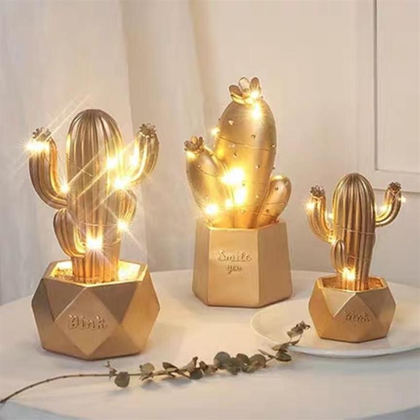 Objets décoratifs Figurines Ins Cactus LED lampe de table étoile de rêve petite veilleuse décoration de chambre beau cadeau pour les filles And322a