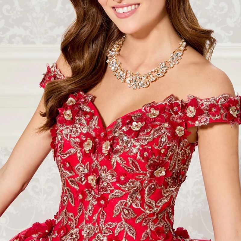 赤い光沢のあるQuinceanera Dresses Aptique Lace With Cape Tulle Ball Gown Corset Back Sweet 15 Prom Party Gowns甘い16ページェントガウン