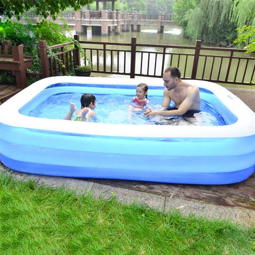 Baby Adults Summer Inflatable Swimming Pool Adults Kids Thicken PVC Rectangle Bathing Tub Outdoor Paddling Pool Indoor Water Toy X289O