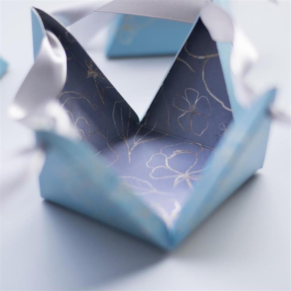 20 50 100 Stück blaues Dreieck Pralinenschachtel für Hochzeit, Gastgeschenke, Geschenke, Papier, Babyparty, Dekoration, Geschenkpapier272N