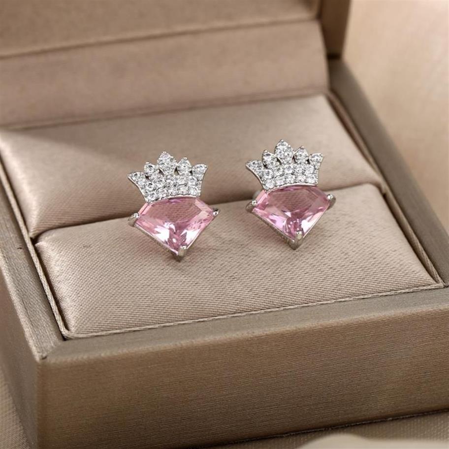 Ohrstecker Edelstahl Krone Diamant Ohrringe für Frauen Gold Mädchen Geburtstag Hochzeitstag Modeschmuck GiftStud2544