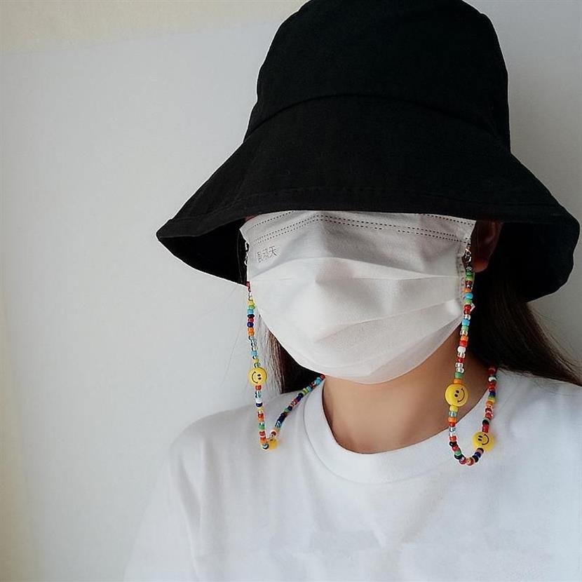 Anhänger Halsketten Bunte Perlen Cartoon Lächeln Maske Kette Halskette Für Frauen Mädchen Multifunktions Anti-verloren Strap Lanyard Halter Jew243I