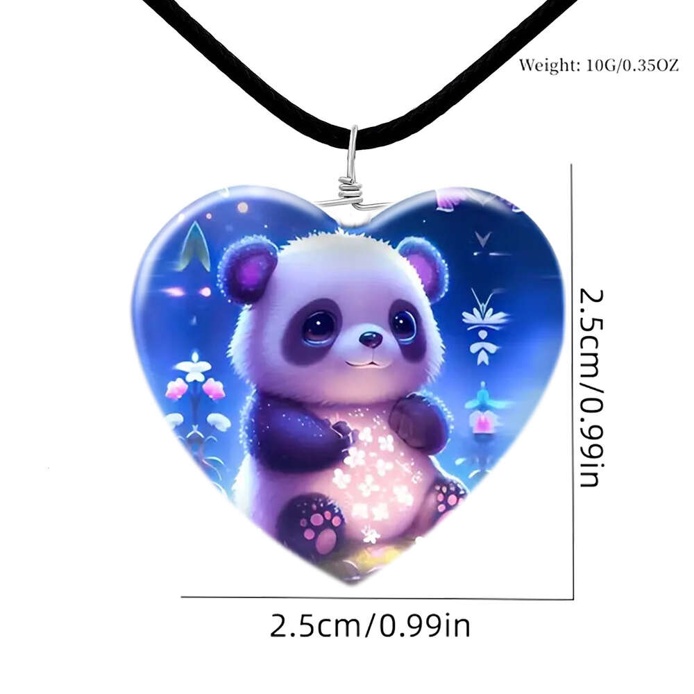 Cartone animato 3 pezzi / set Set di orecchini con ciondolo in vetro a forma di cuore modello bambino carino ragazze, festa di laurea bambini Panda