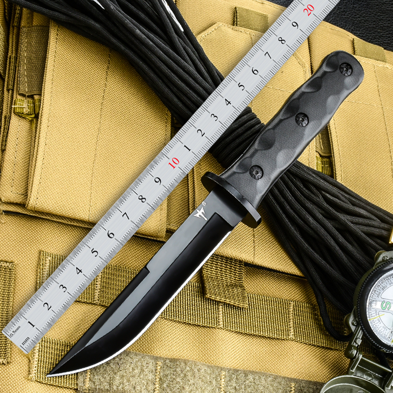 Couteau tranchant convivial et abordable couteau de survie en plein air d'auto-défense tranchant tactique de survie sur le terrain à haute dureté transporter une lame de couteau droite