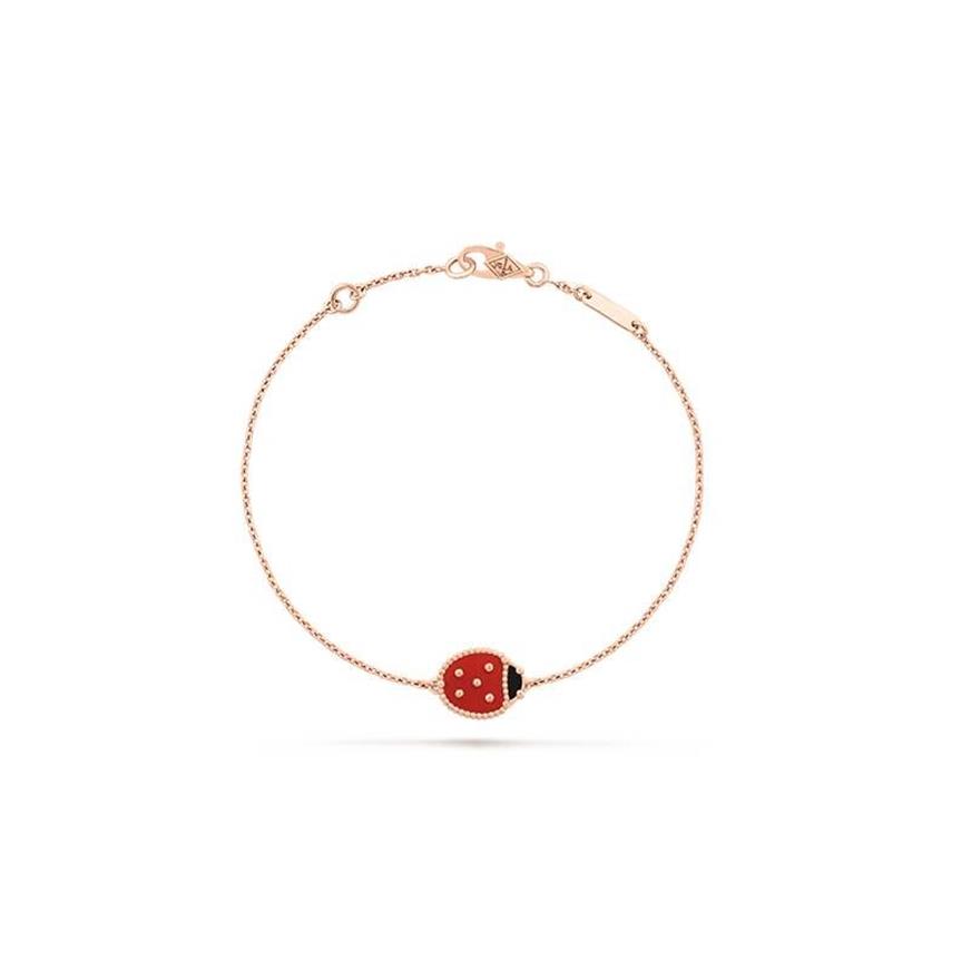Designer Ladybug Bracelet Rose Gold Plated chain Ladies and Girls Valentine's Day Mother's Day Engagement Jewelry Fade F329h