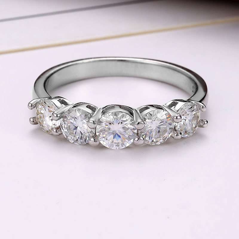 Echter 5 mm Moissanit-Diamantring, 100 % echtes 925er Sterlingsilber, Party-Hochzeitsband-Ringe für Damen und Herren, Verlobungsschmuck