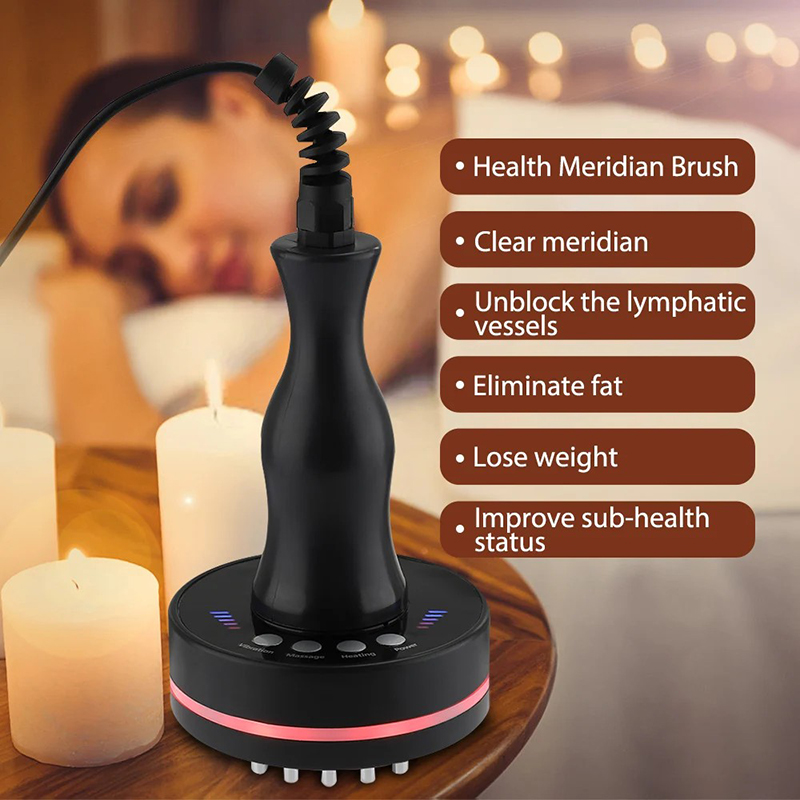 Electric Body Gua Sha Massager Fat Burning Scraping Slim EMS Meridian Brush Guasha Tool Vibration Infrared Heat Anti Cellulite Microcurrent Lymphatic Drainage