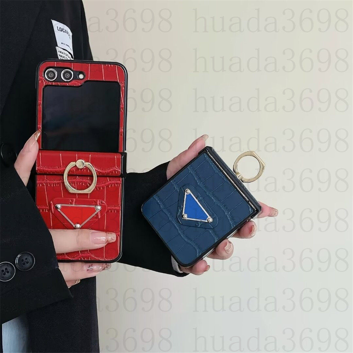 Samsung z flip için lüks tasarımcı telefon kılıfı 5 4 3 flip5 flip4 flip3 p tasarımcılar moda cep telefonu kasa üçgen isim plakası harfi mobil kabuk kapağı