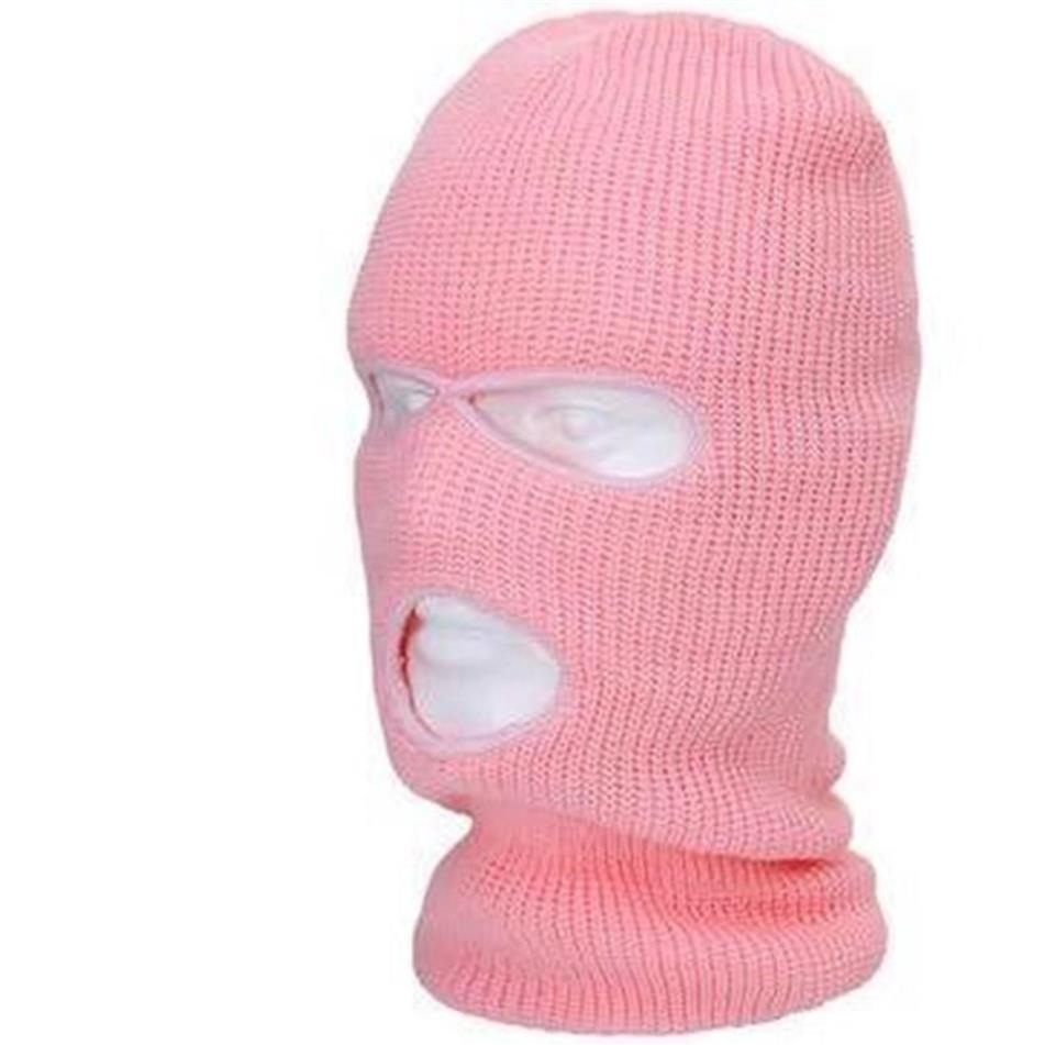 Fietsen Caps Maskers Pure Kleur Volgelaatsmasker 3 Gat Bivakmuts Gebreide Winter Ski Warmer Sjaal Outdoor275e