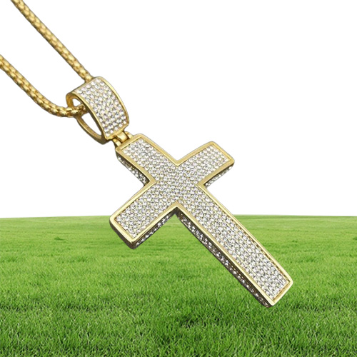 316L Stainless Steel Hip Hop Punk Jewlery Big Cubic Zirconia Pendant Necklace Men Women Street Dance Rock Rapper Accessories2864482