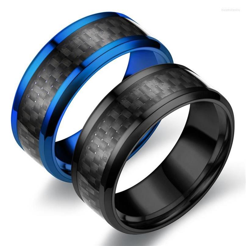 Anéis de casamento 8mm masculino carboneto de tungstênio prata cor anel incrustação preto banda de fibra de carbono para festa masculina moda jóias presente s261n