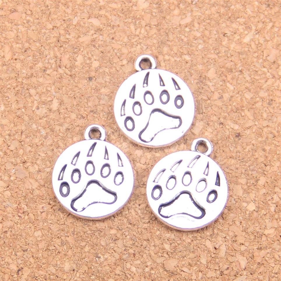 Antique Silver Bronze Plated bear paw Charms Pendant DIY Necklace Bracelet Bangle Findings 15mm183b