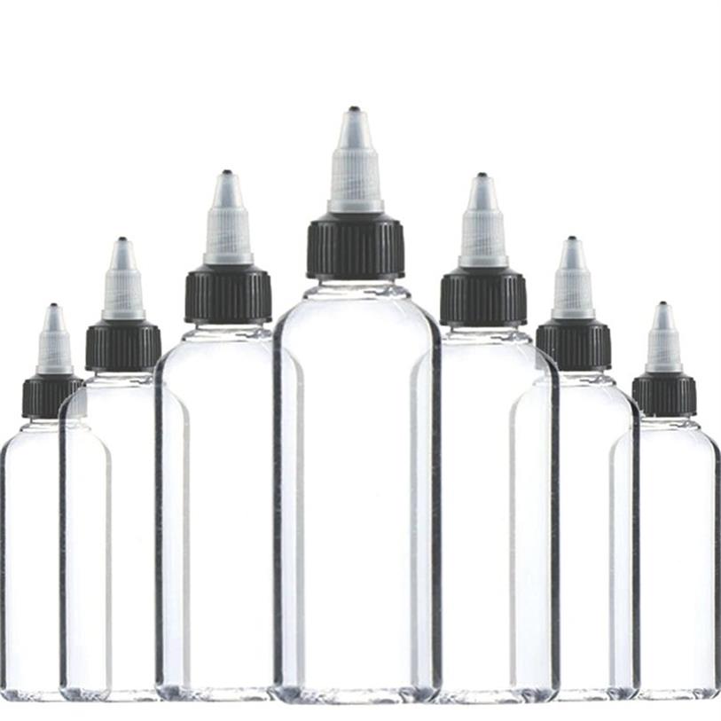 30ml 60ml 100ml 120ml Plastic Empty Ink Vial Top Black Cap Transparent Clear Bottle Tattooing Accessories 220110234e