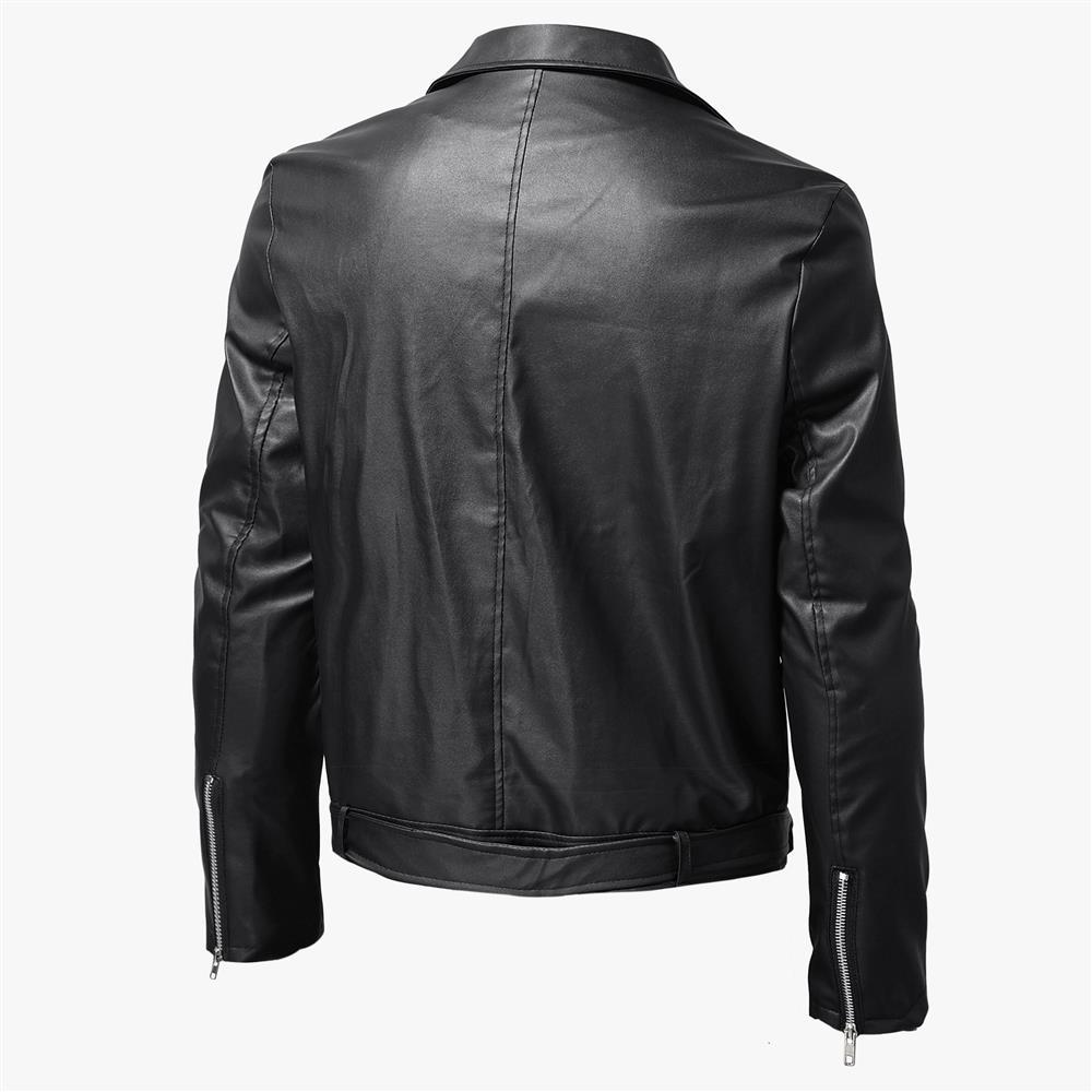 Herren Oberbekleidung Mäntel Leder Herbst neue europäische und amerikanische Herren-PU-Lederjacke für Herren-Stehkragen-Punk-Motorrad