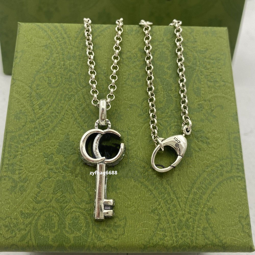 Ciondolo chiave di gioielli di design di lusso in argento sterling. Fantasma. Collana con ciondolo d'amore Designer due G Regalo di San Valentino Fidanzamento 19 stili uomini e donne 19 stili