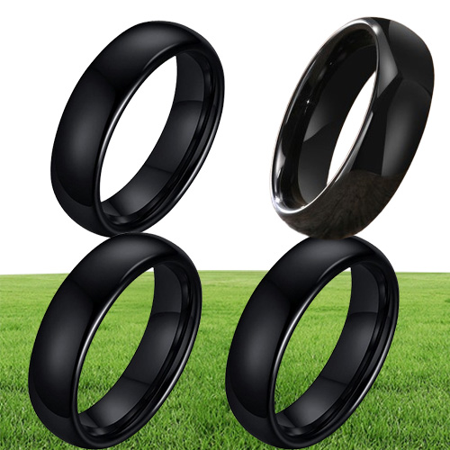 6MM Simple Black Tungsten Steel Wedding Ring Band for Men Women Personality Fashion Accessories 2835816