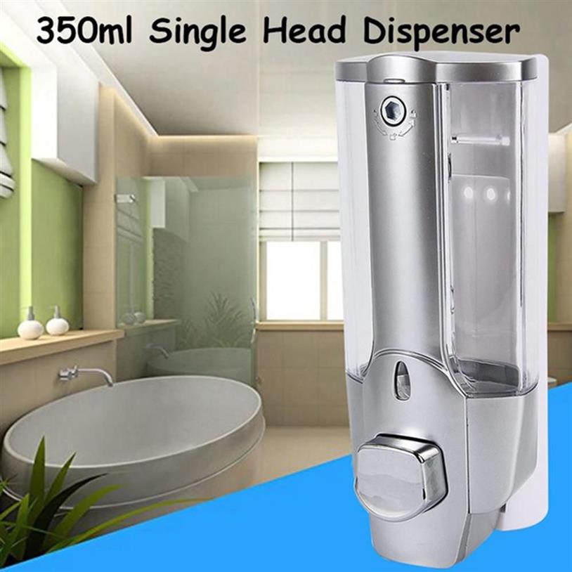 350 ml flytande tvåldispenser enstaka huvud väggmontering dusch badt tvätt lotion tvål schampo dispenser för kök badrum verktyg277x