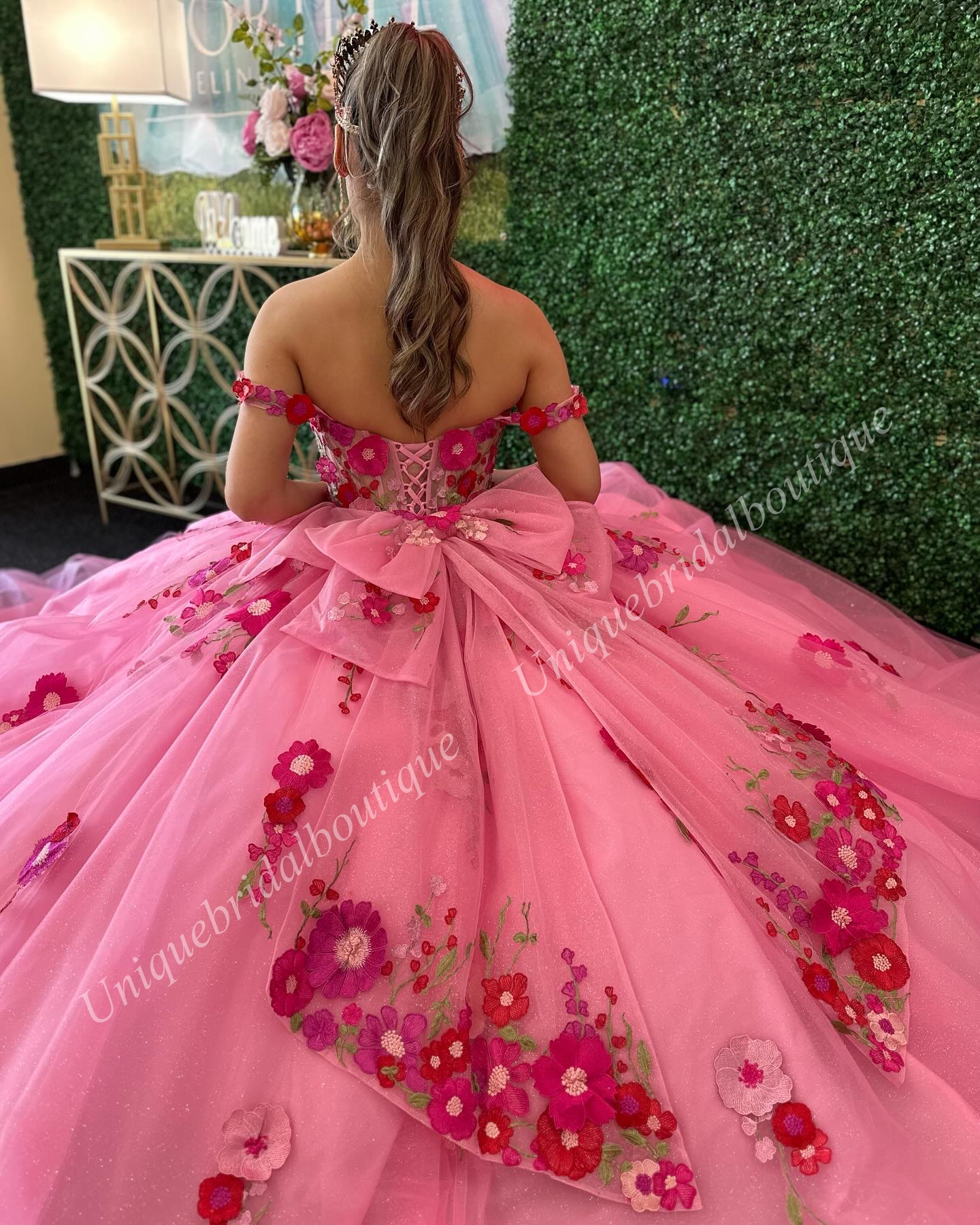 Multicolor Floral Embroidered Quinceanera Dress 3D Lace Detachable Off-Shoulder Quince Ballgown Corset Sweet 16 Birthday Party Vestidos De 15 Anos Charro Mexican