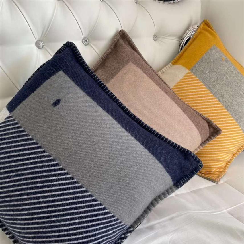 Top Quailty Wool Nieuwe kleur Geelgrijze dekens en kussen dikke dikke home bank deken beige oranje zwart rood grijs marine big size313t