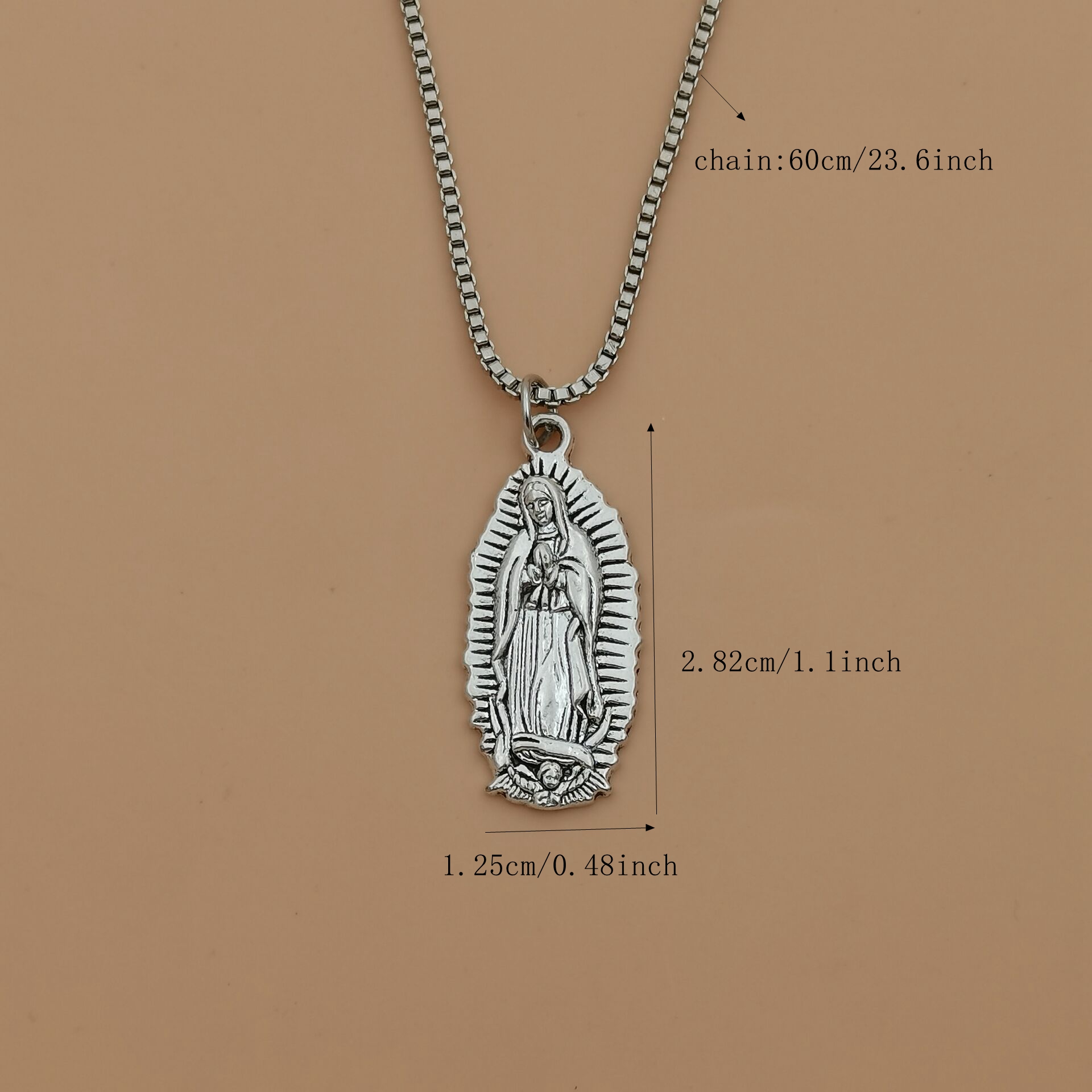 남성과 여성을위한 antique silver Virgin Mary 펜던트 목걸이 부적 보석 A-379D