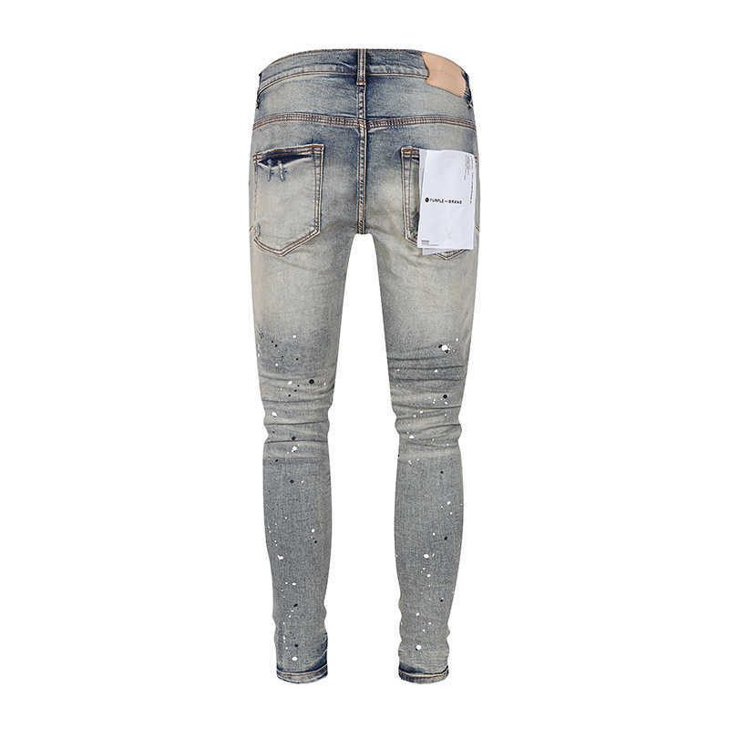 designer amirssNew Purple Brand Cow Light Gray Knee Patch Speckled Men's Jeans