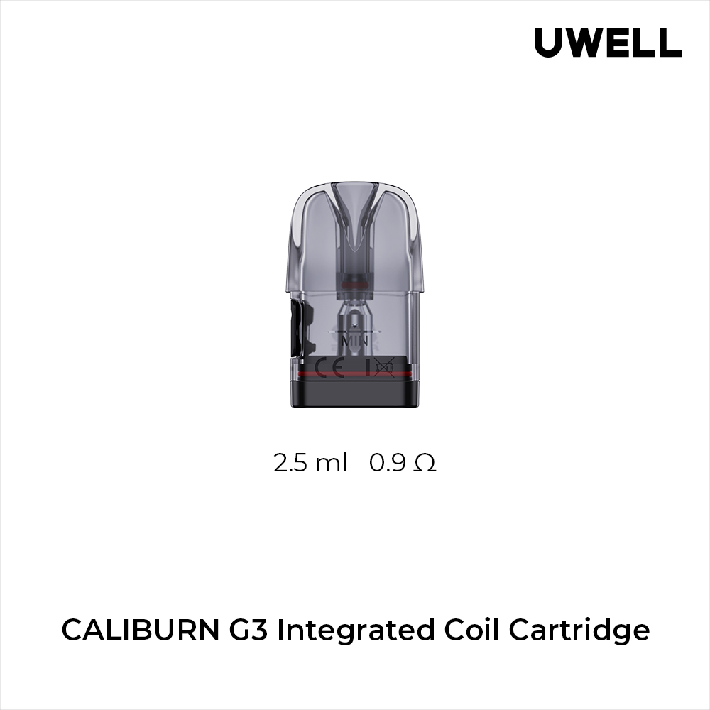 Original Uwell Caliburn G3 integrierte Spulenkartusche, 2,5 ml, seitliche Füllung, 2 ml, 1,2 Ohm/0,6 Ohm/0,9 Ohm für Caliburn G3 Pod Kit Verdampfer E-Zigarette, 4 Stück/Packung