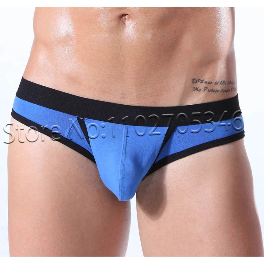 Men's Cotton Brief Hipster Underwear Penis Hole Pouch Cover Underpants Mini Bikinis Shorts