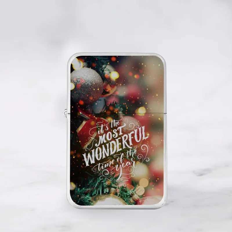 Christmas Gift White Kerosene Lighter Creative Windproof Metal Birthday