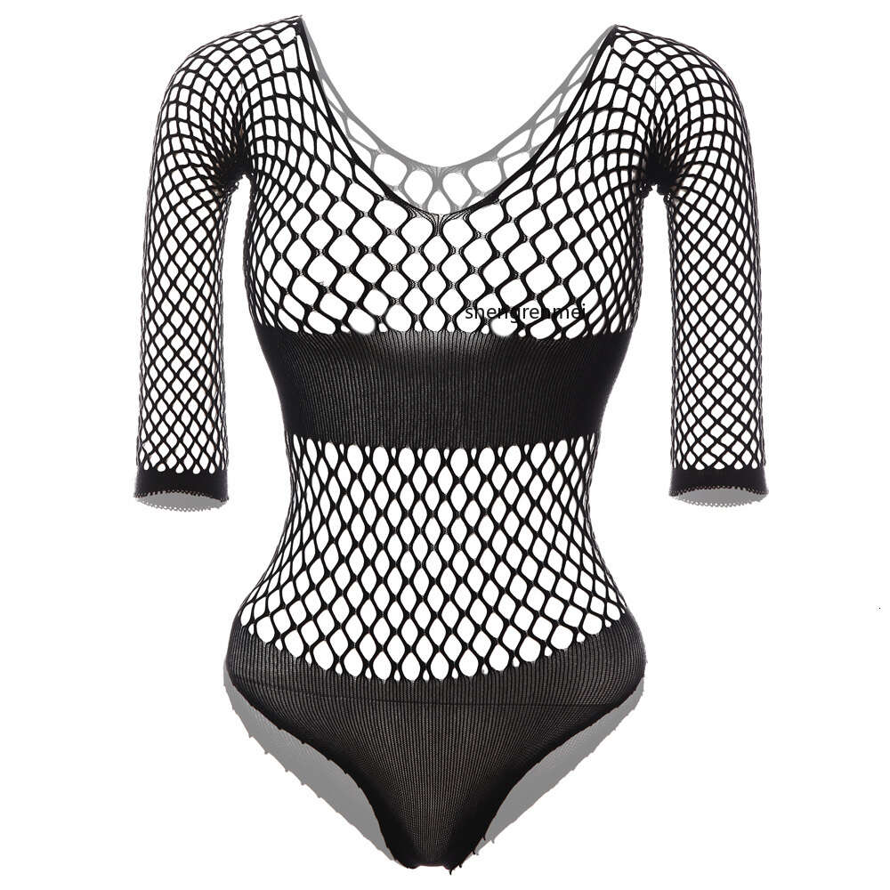 Roupa interior masculina de comércio exterior bonito lingerie sexy masculino fishnet bodysuit manga longa pijamas homem exótico