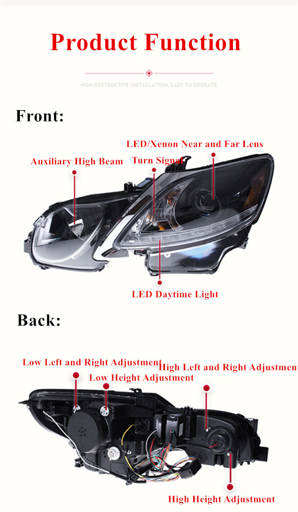 LED مجموعة المصابيح الأمامية أثناء النهار لفريق Lexus GS Head Light 2004-2012 GS350 مصباح إشارة لدوره الصفراء