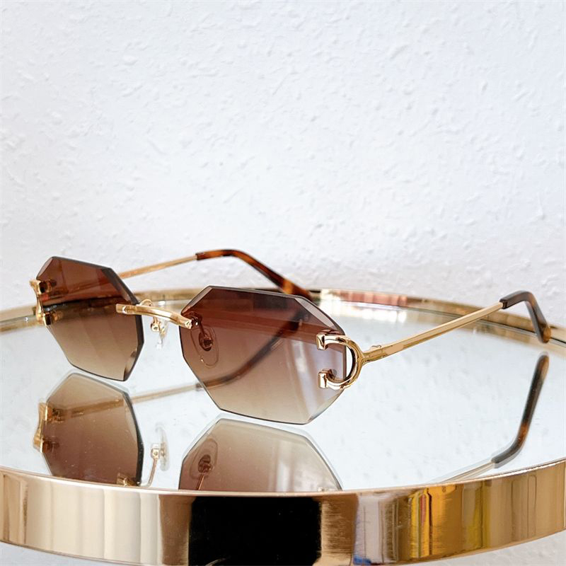 populaire heren dames designer zonnebrillen voor mannen en vrouwen frameloos 0092 stijl snijden eenvoudig buiten randloos uv400 zonnebril retro brillen vierkant voortreffelijk glas
