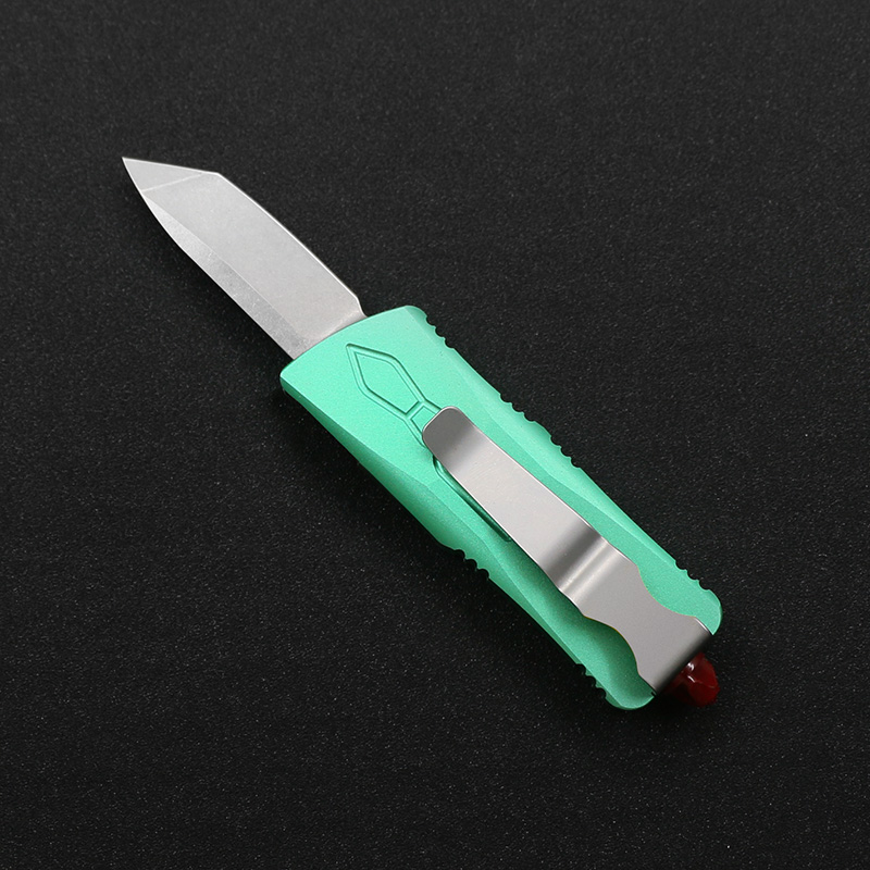 Mini cuchillo táctico de doble acción, cuchillo con mango de aluminio de aviación D2, herramienta portátil EDC de acero para exteriores, cortador de cena de cocina