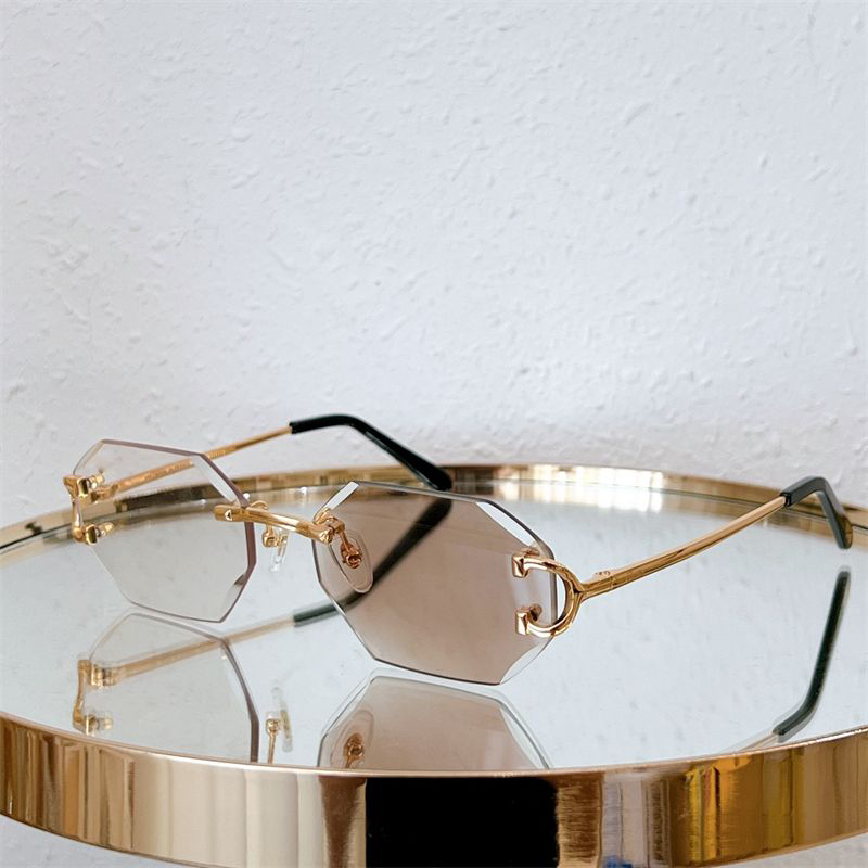 populaire heren dames designer zonnebrillen voor mannen en vrouwen frameloos 0092 stijl snijden eenvoudig buiten randloos uv400 zonnebril retro brillen vierkant voortreffelijk glas
